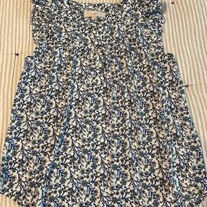 LOFT Floral Ruffle Sleeveless Henley Top